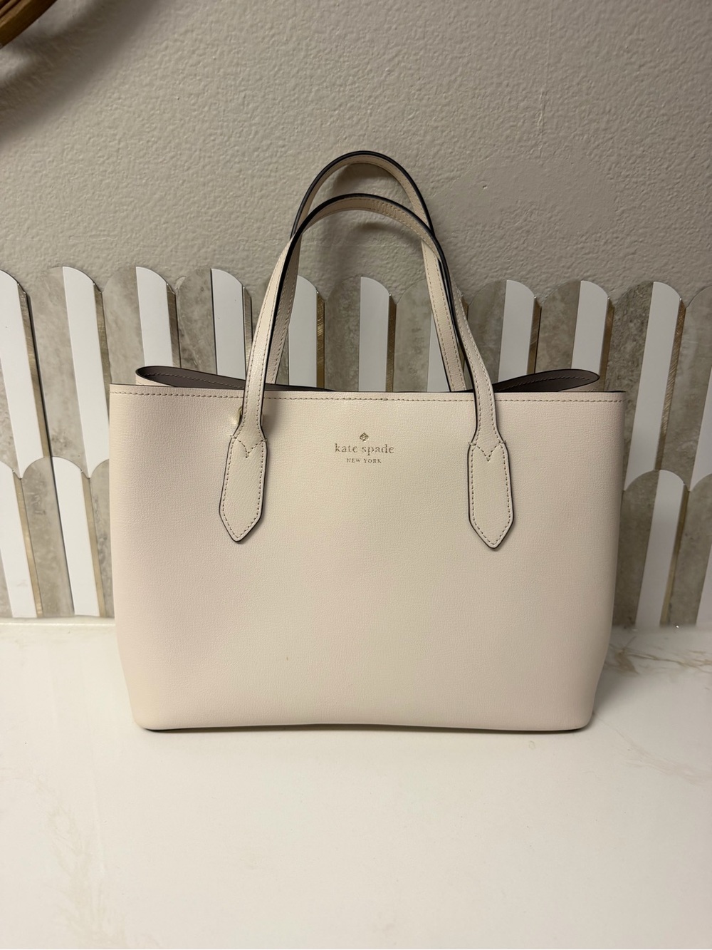 Kate Spade New York Leather Tote Bag white
